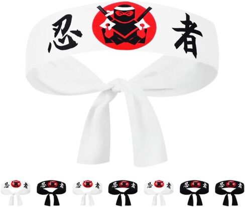 8PCS Sushi Chef Bandana Ninja Karate Headband Japanese Headwear Hibachi Chef Hat Sports Headband Cooking Costume Supply in Saudi Arabia
