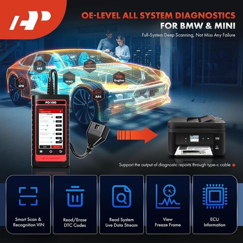 A-Premium 2025 PD100H for Honda/Toyota Full System OBD2 Scanner Diagnostic Tool, Bi-Directional Code Read Scan Tool, Full Reset (EPB/ABS/Oil/SAS/Light/...), Battery Register, with 4 in 1 Live Data in Saudi Arabia