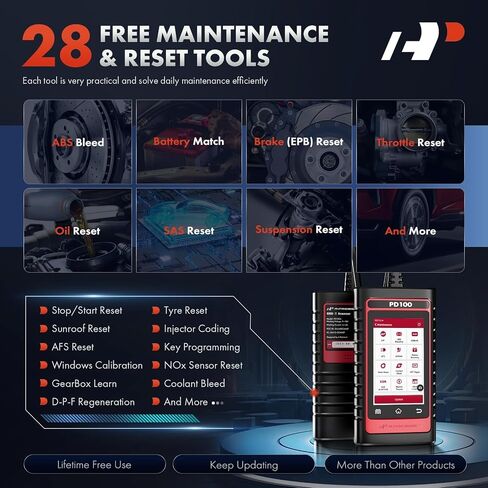 A-Premium 2025 PD100H for Honda/Toyota Full System OBD2 Scanner Diagnostic Tool, Bi-Directional Code Read Scan Tool, Full Reset (EPB/ABS/Oil/SAS/Light/...), Battery Register, with 4 in 1 Live Data in Saudi Arabia