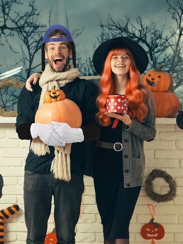 6 Pcs Halloween Dog Couple Costume Accessories Set with Red Long Wig Dog Headband Hat Sleeves Gloves Belt for Halloween Cosplay Costume Party in Saudi Arabia