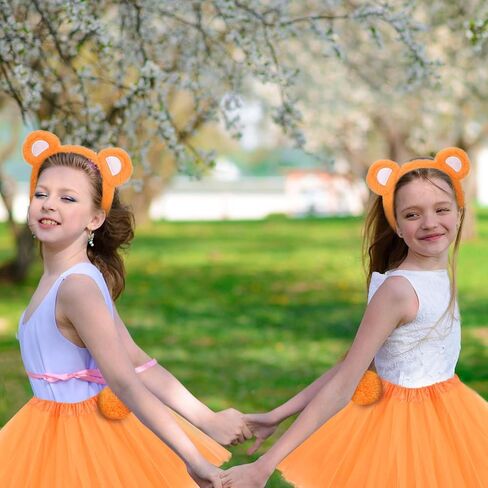 Bear Costume Bear Ear Headband Tail and Tutu Skirt Set Animal Hairband for Birthday Party Halloween Cosplay in Saudi Arabia
