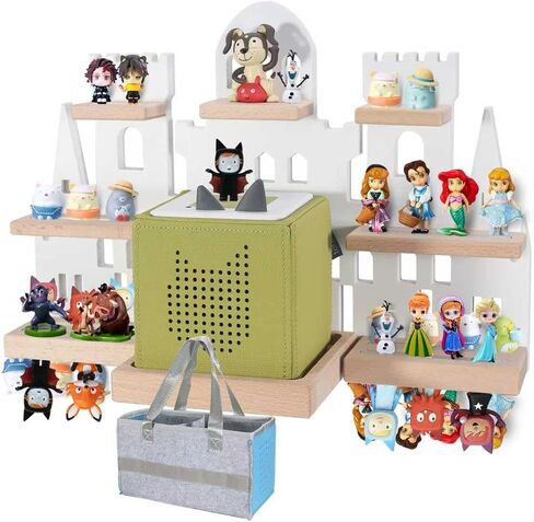 Tonie Shelf for Toniebox، Castle Tonie Shelf، Tonie Figures Tonie Storage، أرفف عائمة خشبية مغناطيسية متوافقة مع شخصية Tonie Box Player لغرفة الأطفال (أبيض) in Kuwait