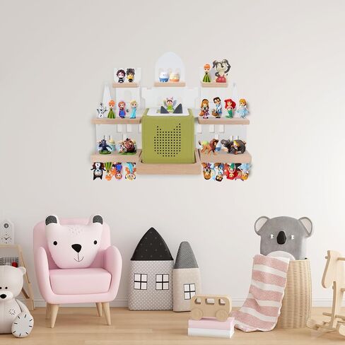 Tonie Shelf for Toniebox، Castle Tonie Shelf، Tonie Figures Tonie Storage، أرفف عائمة خشبية مغناطيسية متوافقة مع شخصية Tonie Box Player لغرفة الأطفال (أبيض) in Kuwait