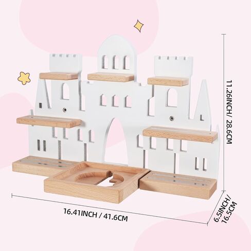 Tonie Shelf for Toniebox، Castle Tonie Shelf، Tonie Figures Tonie Storage، أرفف عائمة خشبية مغناطيسية متوافقة مع شخصية Tonie Box Player لغرفة الأطفال (أبيض) in Kuwait