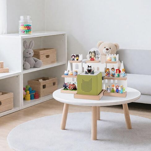 Tonie Shelf for Toniebox، Castle Tonie Shelf، Tonie Figures Tonie Storage، أرفف عائمة خشبية مغناطيسية متوافقة مع شخصية Tonie Box Player لغرفة الأطفال (أبيض) in Kuwait