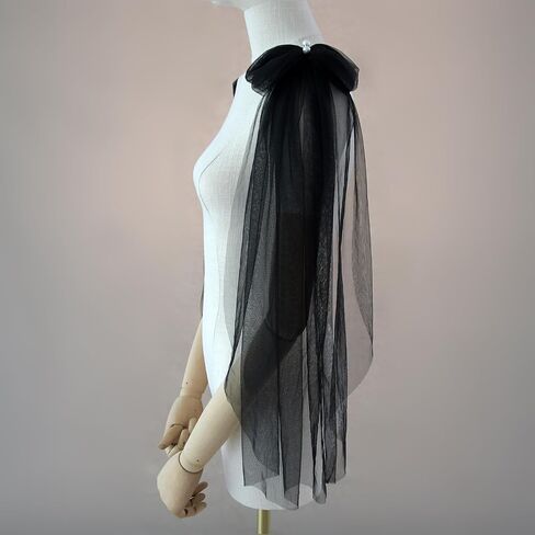 azaleas 1Pair Cute Bow Tulle Double Shoulder Shawl Removable Wedding Dress Shoulders Accessories Bridal Shoulder Cover(VG34) in Kuwait