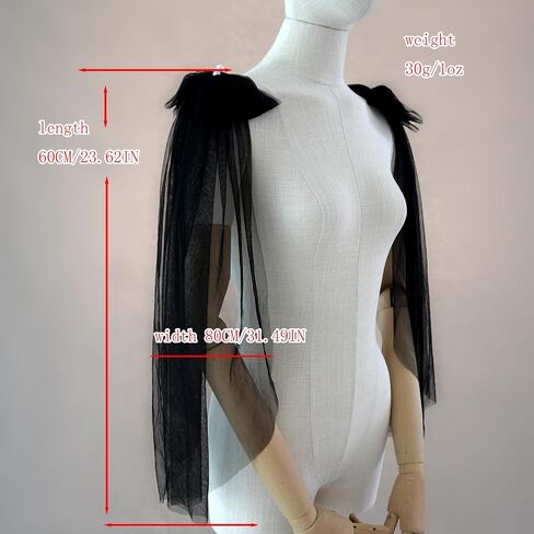 azaleas 1Pair Cute Bow Tulle Double Shoulder Shawl Removable Wedding Dress Shoulders Accessories Bridal Shoulder Cover(VG34) in Kuwait