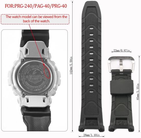 حزام من الراتنج متوافق مع سوار بديل Protrek PRG-240 PRG-40 10631626 سوار ساعة رياضي أسود للرجال in Kuwait