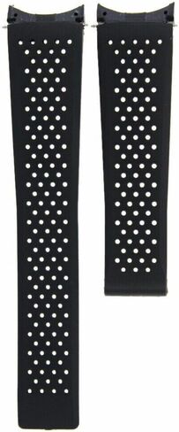 Ewatchparts 22mm Rubber Band Strap Compatible With Tag Heuer Carrera Monaco Perforated Watch Black in Saudi Arabia