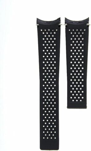 Ewatchparts 22mm Rubber Band Strap Compatible With Tag Heuer Carrera Monaco Perforated Watch Black in Saudi Arabia
