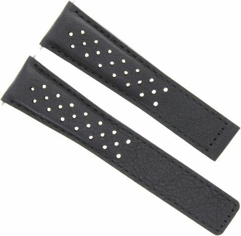 Ewatchparts Leather Watch Band Strap Clasp 19mm Compatible With Tag Heuer Carrera Calibre 5 Black Perforated in Saudi Arabia