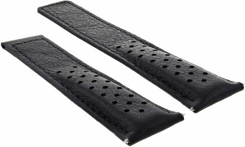 Ewatchparts Leather Watch Band Strap Clasp 19mm Compatible With Tag Heuer Carrera Calibre 5 Black Perforated in Saudi Arabia