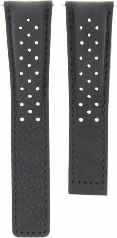 Ewatchparts Leather Watch Band Strap Clasp 19mm Compatible With Tag Heuer Carrera Calibre 5 Black Perforated in Saudi Arabia