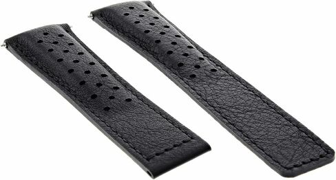 Ewatchparts Leather Watch Band Strap Clasp 19mm Compatible With Tag Heuer Carrera Calibre 5 Black Perforated in Saudi Arabia