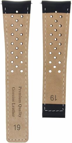 Ewatchparts Leather Watch Band Strap Clasp 19mm Compatible With Tag Heuer Carrera Calibre 5 Black Perforated in Saudi Arabia