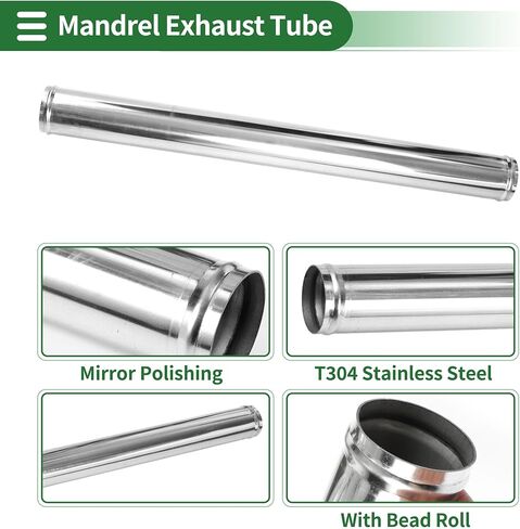 Motoforti 4.25 بوصة OD أنبوب مستقيم مغزل أنبوب 30 بوصة طول T304 الفولاذ المقاوم للصدأ أنابيب السيارة الأنابيب مع حبة لفة فضية اللون in Kuwait