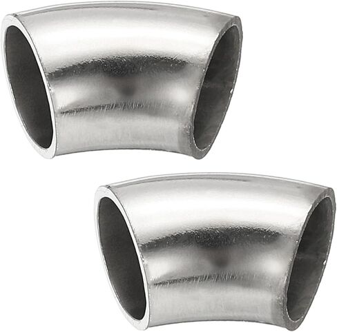 PATIKIL 2pcs 45 Degree Mandrel Bend Elbow, 28mm OD Steel Exhaust Elbow Exhaust Piping Connector 304 Stainless Steel for Exhaust Pipe Stair Handrail HVAC in Saudi Arabia