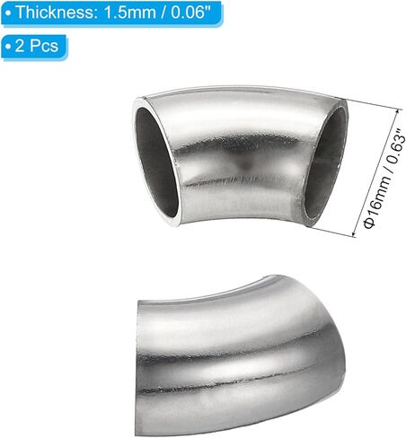 PATIKIL 2pcs 45 Degree Mandrel Bend Elbow, 28mm OD Steel Exhaust Elbow Exhaust Piping Connector 304 Stainless Steel for Exhaust Pipe Stair Handrail HVAC in Saudi Arabia