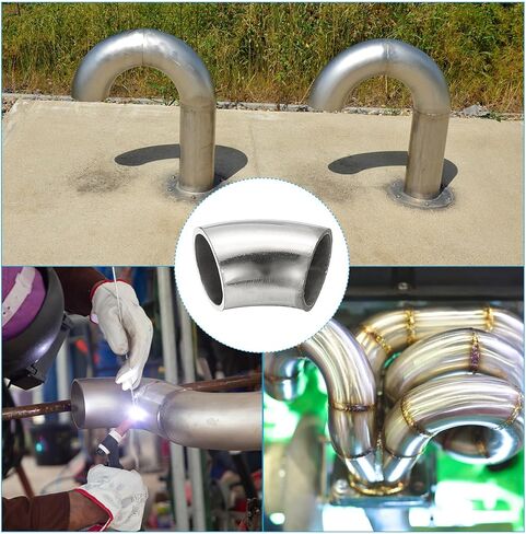 PATIKIL 2pcs 45 Degree Mandrel Bend Elbow, 28mm OD Steel Exhaust Elbow Exhaust Piping Connector 304 Stainless Steel for Exhaust Pipe Stair Handrail HVAC in Saudi Arabia