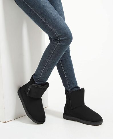 CAMEL CROWN Women's Foldable Snow Boots Warm Fur Winter Boots Mid-Calf Zipper House Slippers Boots Classic Mini Short Boots for Outdoor in Saudi Arabia