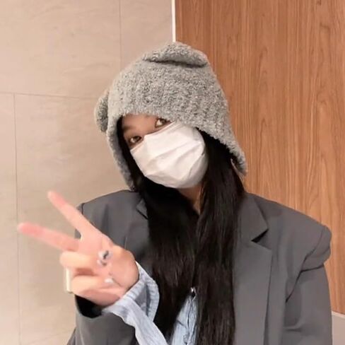 Plush Little Bear Knitted Hat Cute Japanese Warm Ear Protection Cap Autumn and Winter Thickened Women's Hats in Saudi Arabia