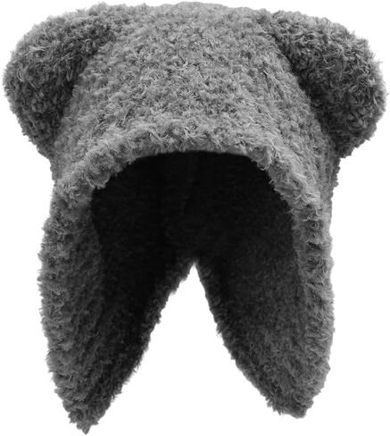 Plush Little Bear Knitted Hat Cute Japanese Warm Ear Protection Cap Autumn and Winter Thickened Women's Hats in Saudi Arabia