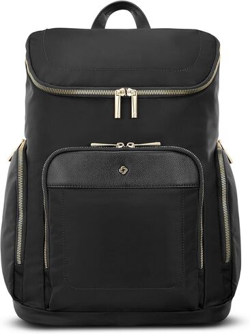 حقيبة ظهر فاخرة من Samsonite Mobile Solutions 2، حقيبة ظهر للكمبيوتر المحمول والكمبيوتر اللوحي مع مقصورات مبطنة، وجيب أمامي بسحاب مع منظم، وجيوب لزجاجات المياه، وحزام StackIt™، وحقيبة عمل وسفر - أسود in Saudi Arabia