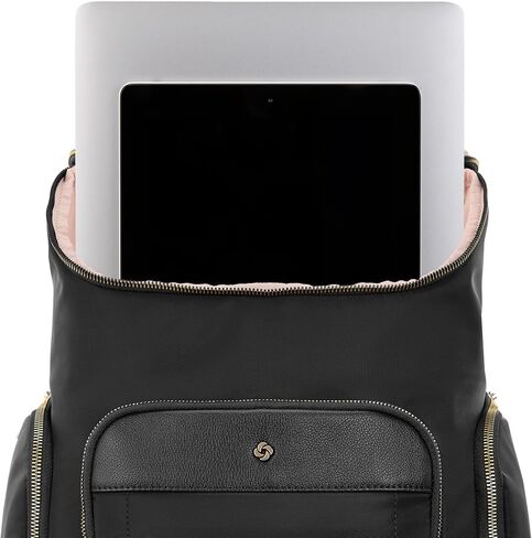 حقيبة ظهر فاخرة من Samsonite Mobile Solutions 2، حقيبة ظهر للكمبيوتر المحمول والكمبيوتر اللوحي مع مقصورات مبطنة، وجيب أمامي بسحاب مع منظم، وجيوب لزجاجات المياه، وحزام StackIt™، وحقيبة عمل وسفر - أسود in Saudi Arabia