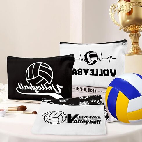 30Pcs Volleyball Makeup Bag Volleyball Gifts for Women Canvas Cosmetic Bags with Zipper Travel Toiletry Pouch Accessories for Players Team Gifts Lover Fan in Saudi Arabia