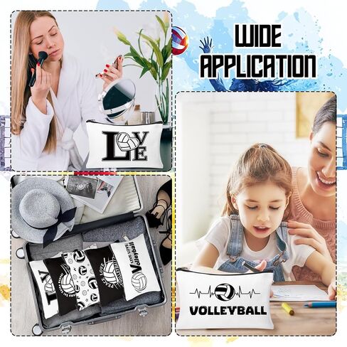 30Pcs Volleyball Makeup Bag Volleyball Gifts for Women Canvas Cosmetic Bags with Zipper Travel Toiletry Pouch Accessories for Players Team Gifts Lover Fan in Saudi Arabia