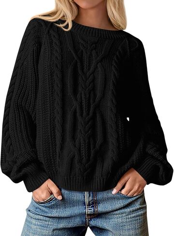 Cicy Bell Womens Oversized Cable Knit Sweaters Crew Neck Long Sleeve Fall Chunky Pullover Casual Loose Fit Sweater Tops in Saudi Arabia