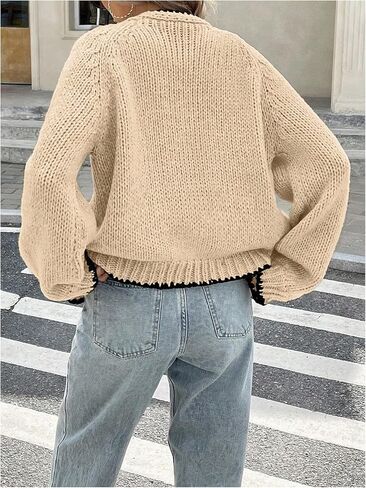 SHENHE Women's Tie Front Cardigan Sweater Chunky Knit Loose Fit V Neck Fall Cardigan Outerwear in Saudi Arabia