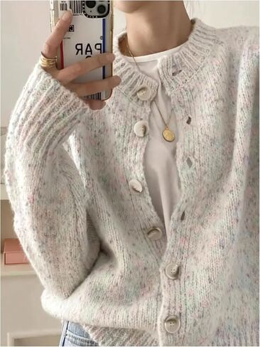 GORGLITTER Women's Button Up Chunky Knit Cardigan Open Front Oversized Sweater Jacket Trendy Outerwear in Saudi Arabia