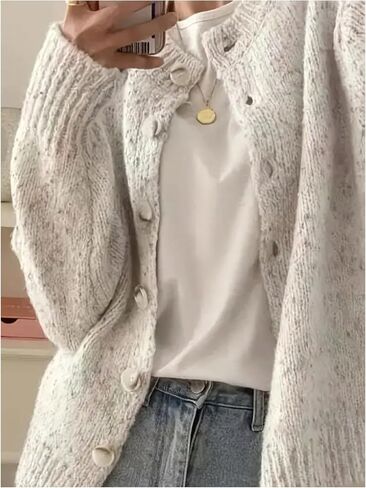 GORGLITTER Women's Button Up Chunky Knit Cardigan Open Front Oversized Sweater Jacket Trendy Outerwear in Saudi Arabia