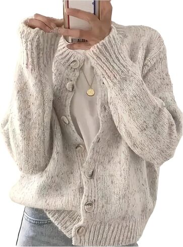 GORGLITTER Women's Button Up Chunky Knit Cardigan Open Front Oversized Sweater Jacket Trendy Outerwear in Saudi Arabia