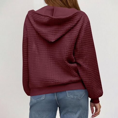 Womens Waffle Knit Zip Up Hoodies 2025 Fall Casual Loose Fit Sweatshirts Lightweight Track Jackets with Pockets in Saudi Arabia