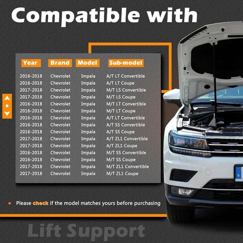 19.99 in 2Pcs Hood Lift Support Struts Gas Spring Shocks Rod Compatible with Chevrolet Chevy 2016-2018 Camaro Replaces # 23155754 (Note : 2 Door, Coupe & Convertible) in Saudi Arabia