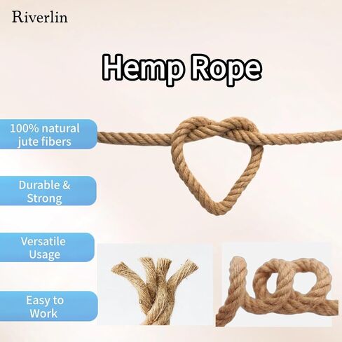 Jute Rope (1/2inchX 100ft) Twisted Hemp Rope for Crafts， Landscaping, Home Décor, and Gardening, Strong and Durable,Suitable for Indoor and Outdoor use in Saudi Arabia