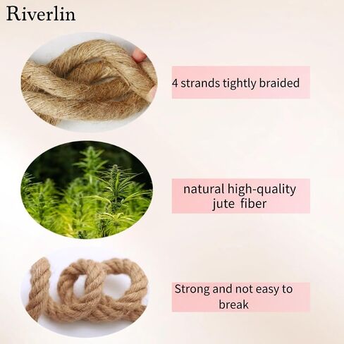 Jute Rope (1/2inchX 100ft) Twisted Hemp Rope for Crafts， Landscaping, Home Décor, and Gardening, Strong and Durable,Suitable for Indoor and Outdoor use in Saudi Arabia