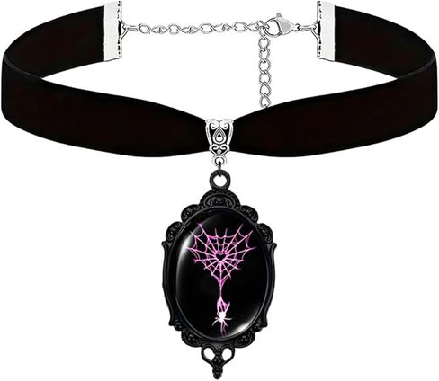 Dreuyet Gothic Spider Cameo Velvet Choker Necklace for Women Vintage Crystal Glass Spider Pendant Necklaces Black Goth Mystic Victorian Bug Spiders Punk Halloween Necklace Jewelry in Saudi Arabia