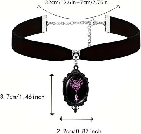 Dreuyet Gothic Spider Cameo Velvet Choker Necklace for Women Vintage Crystal Glass Spider Pendant Necklaces Black Goth Mystic Victorian Bug Spiders Punk Halloween Necklace Jewelry in Saudi Arabia
