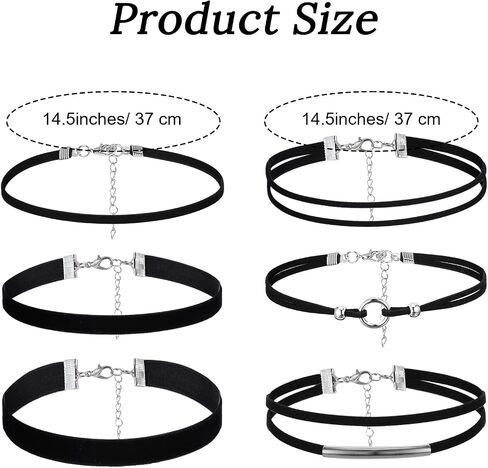 6 PCS Black Choker Necklace for Women Classic 90s Choker Necklace Layered Adjustable Gothic Chokers Black Velvet Chokers Set for Women Party Cosplay Christmas Birthday Jewelry Gifts (6 Style) in Saudi Arabia