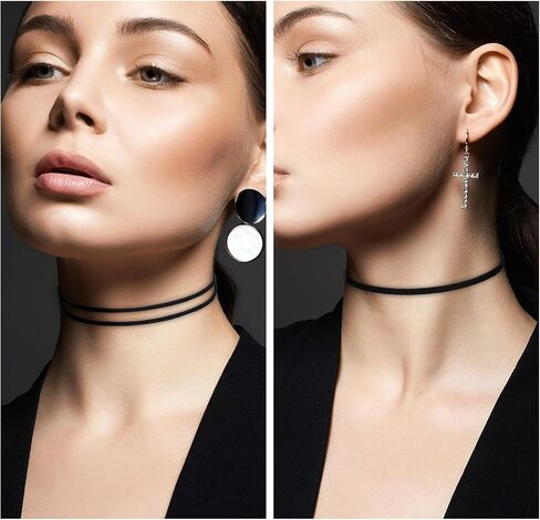 6 PCS Black Choker Necklace for Women Classic 90s Choker Necklace Layered Adjustable Gothic Chokers Black Velvet Chokers Set for Women Party Cosplay Christmas Birthday Jewelry Gifts (6 Style) in Saudi Arabia