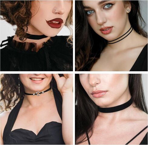 6 PCS Black Choker Necklace for Women Classic 90s Choker Necklace Layered Adjustable Gothic Chokers Black Velvet Chokers Set for Women Party Cosplay Christmas Birthday Jewelry Gifts (6 Style) in Saudi Arabia