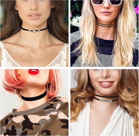 6 PCS Black Choker Necklace for Women Classic 90s Choker Necklace Layered Adjustable Gothic Chokers Black Velvet Chokers Set for Women Party Cosplay Christmas Birthday Jewelry Gifts (6 Style) in Saudi Arabia