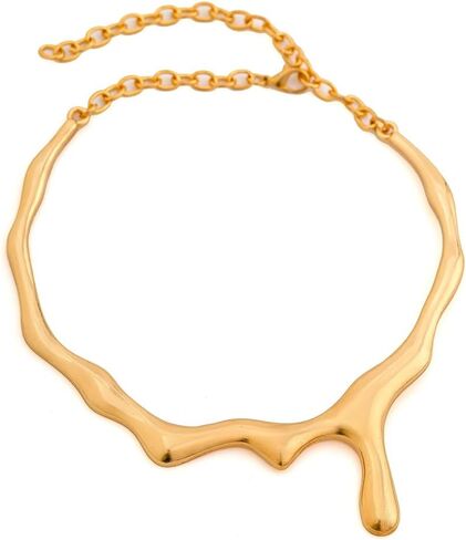 Doubnine Modern Wavy Choker Necklace, Silver/Gold-Tone, Elegant Design Choker Style Contemporary Fashion Jewelry for Women in Saudi Arabia