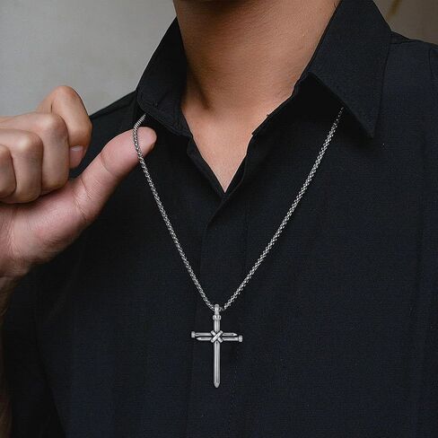 قلادة YL Cross Masonic من الفولاذ المقاوم للصدأ، للرجال 18 قيراط مطلية بالذهب على شكل صليب ديني قلادة مجوهرات مسيحية هدايا للنساء in Kuwait