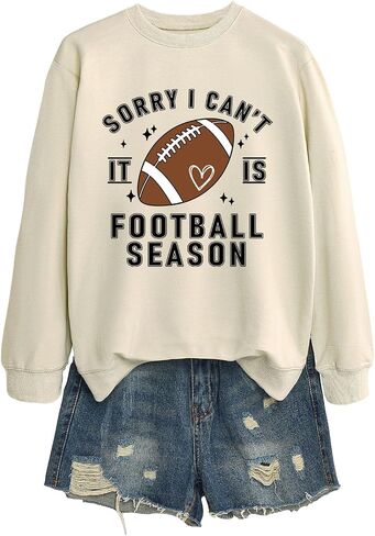 Sorry I Can't It Is Football Season Sweatshirt Women Football Game Day Long Sleeve Shirt Casual Graphic Pullover Tops in Saudi Arabia