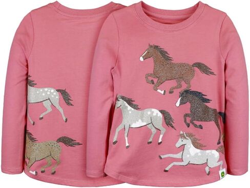 John Deere Pink Toddler Girls Glitter Running Horses Long Sleeve T-Shirt Sizes 2T 3T 4T in Saudi Arabia
