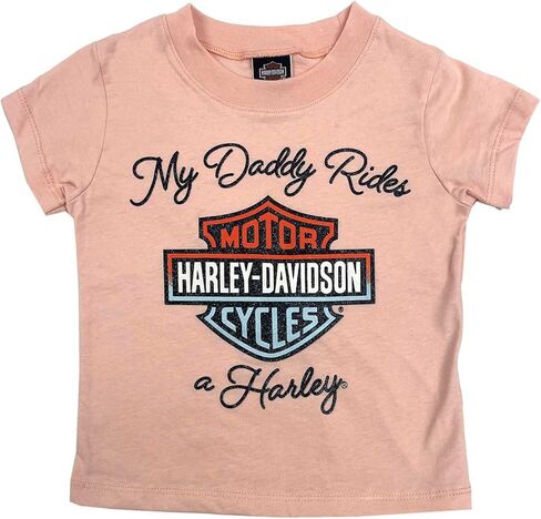 Harley-Davidson Little Girls' Glitter My Daddy Rides a Harley Short Sleeve Tee in Saudi Arabia